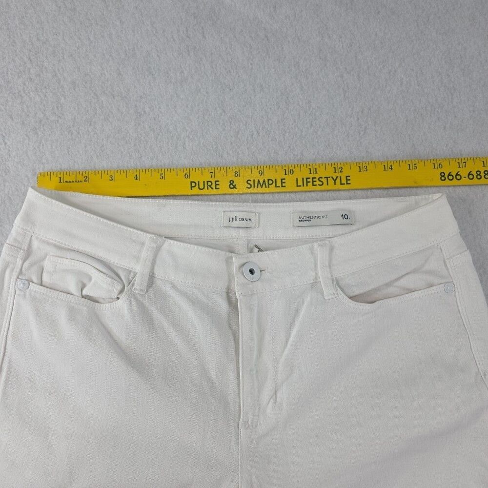 J.Jill Authentic Fit Cropped Raw Hem Stretch Denim Size 10T White Coastal Summer - Picture 4 of 8